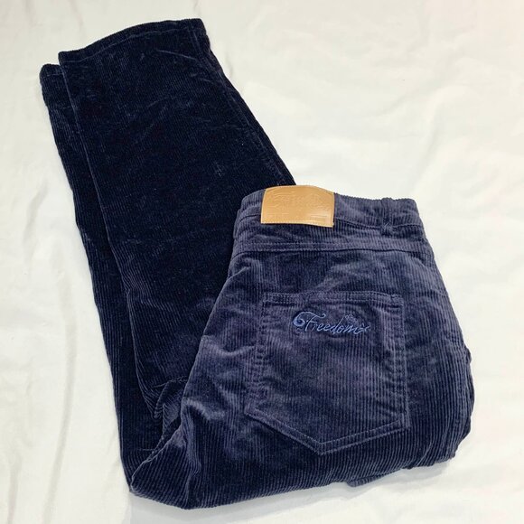 Freedom × UZIS Blue Corduroy Pants M 170/76A Streetwear Workwear Retro Rare - Picture 1 of 11